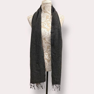 100% Cashmere Scarf John W Nordstrom Gray Fringe Soft Luxury 70x12